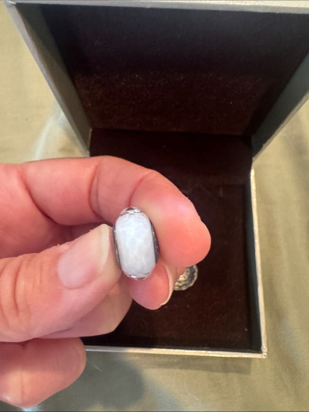 AUTHENTIC PANDORA WHITE MURANO GLASS CHARMS – SET OF 2 ✨